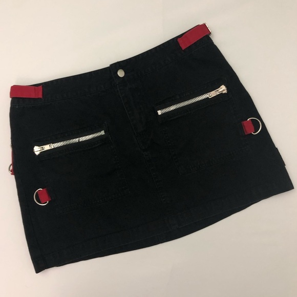 Tripp nyc Dresses & Skirts - Tripp NYC Daang Goodman Jean Mini Skirt Black Red